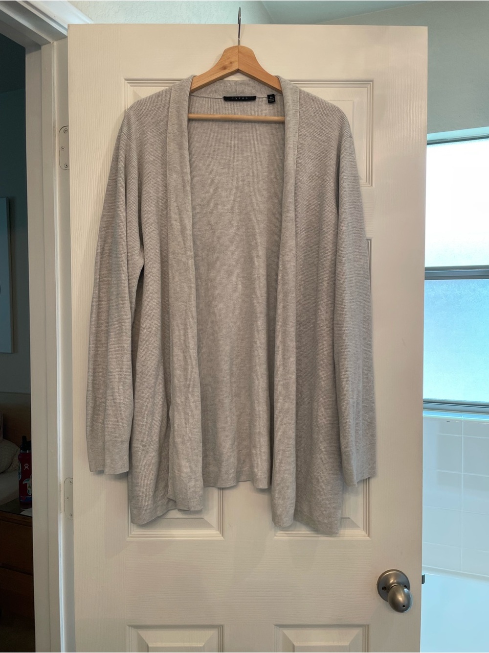 Cyrus Light Gray Open-Front Lightweight Cardigan